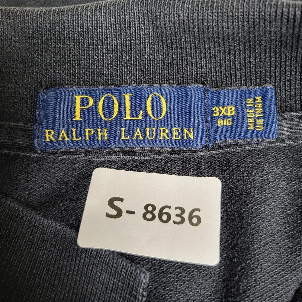 Polo Ralph Lauren Men Polo 3XB BIG Black Embroidered Button Logo Short Sleeve